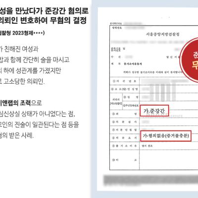 SNS로 여성을 만났다가 준강간 혐의로 고소당한 의뢰인 변호하여 무혐의 결정